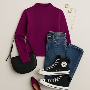 Lululemon Cotton-Blend Mock Neck Sweater – Heathered Wild Berry | Size Small